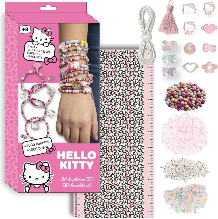Hello Kitty DIY Bracelet Set | Creative Kit with Beads, Charms, Elastics and Exclusive Design by ... | Amazon (UK)