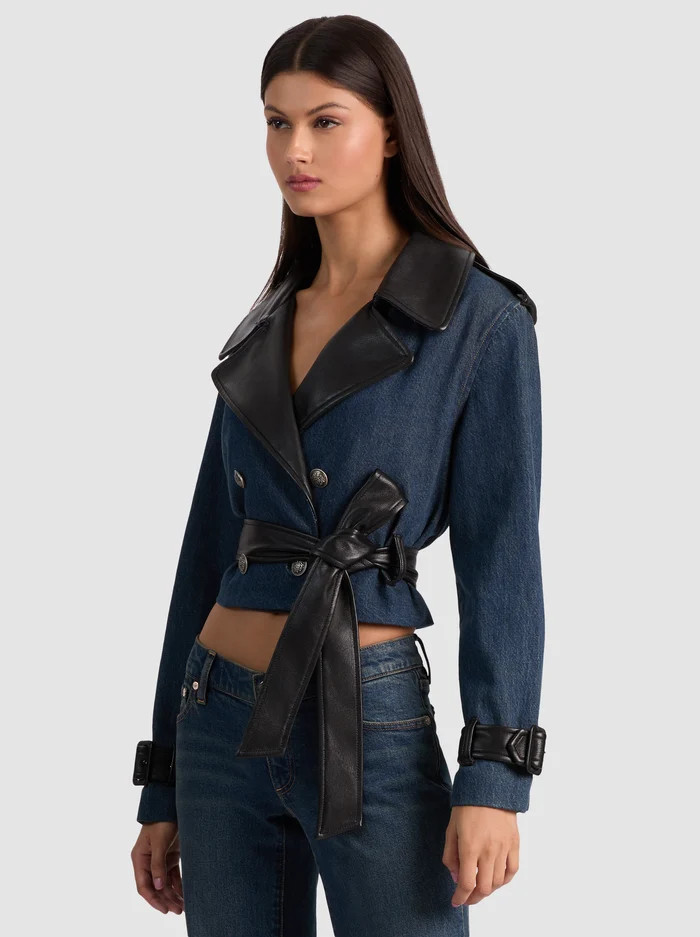 KEITH CROPPED DENIM TRENCH | Alice + Olivia