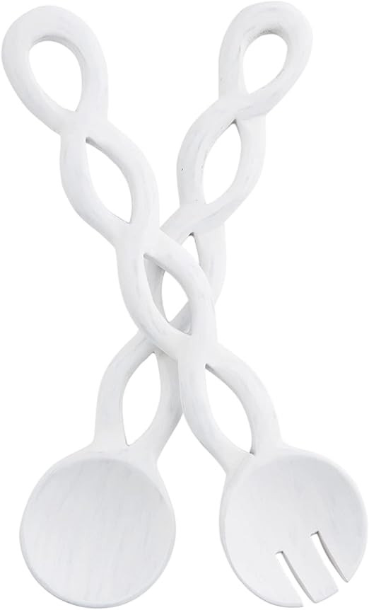 Mud Pie, White, Twisted Wood Server Set, 12" | Amazon (US)