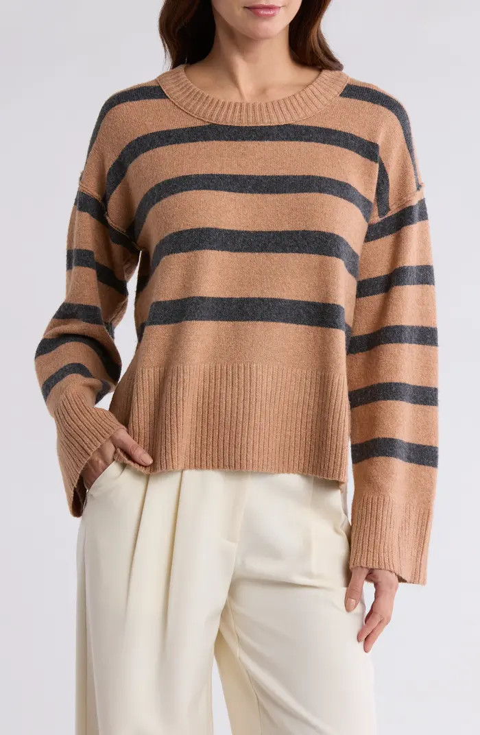 Bobeau Stripe Wide Sleeve Crop Sweater | Nordstromrack | Nordstrom Rack
