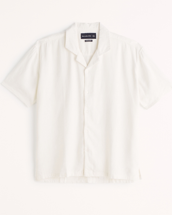 Men's Linen-Blend Button-Up Shirt | Men's Tops | Abercrombie.com | Abercrombie & Fitch (US)