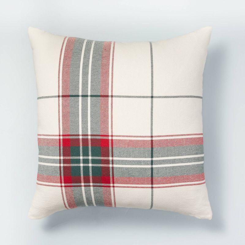 24"x24" Holiday Plaid Square Throw Pillow Green/Red - Hearth & Hand™ with Magnolia | Target