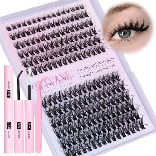Fairy Lash Clusters Kit Wispy Eyelash Clusters DIY 8-16mm Manga Lash Clusters Eyelash Extension Kit 192pcs Individual Lashes Natural Lash Extension Kit with Lash Bond and Seal, Lash Tweezers by Wtvane | Amazon (US)