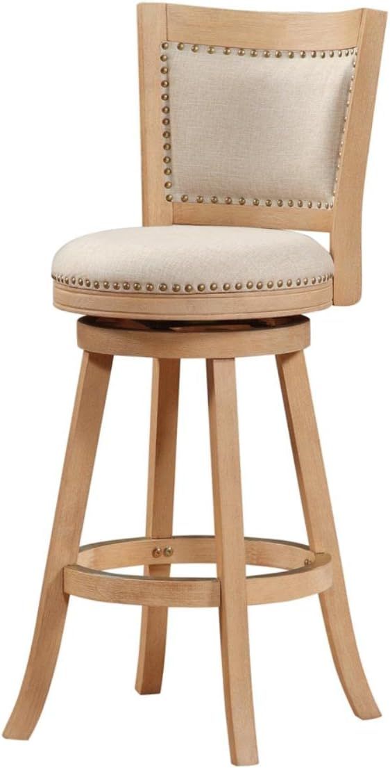 Boraam Melrose Bar Height Stool, 29-Inch, Driftwood Crème Wire-Brush and Ivory | Amazon (US)
