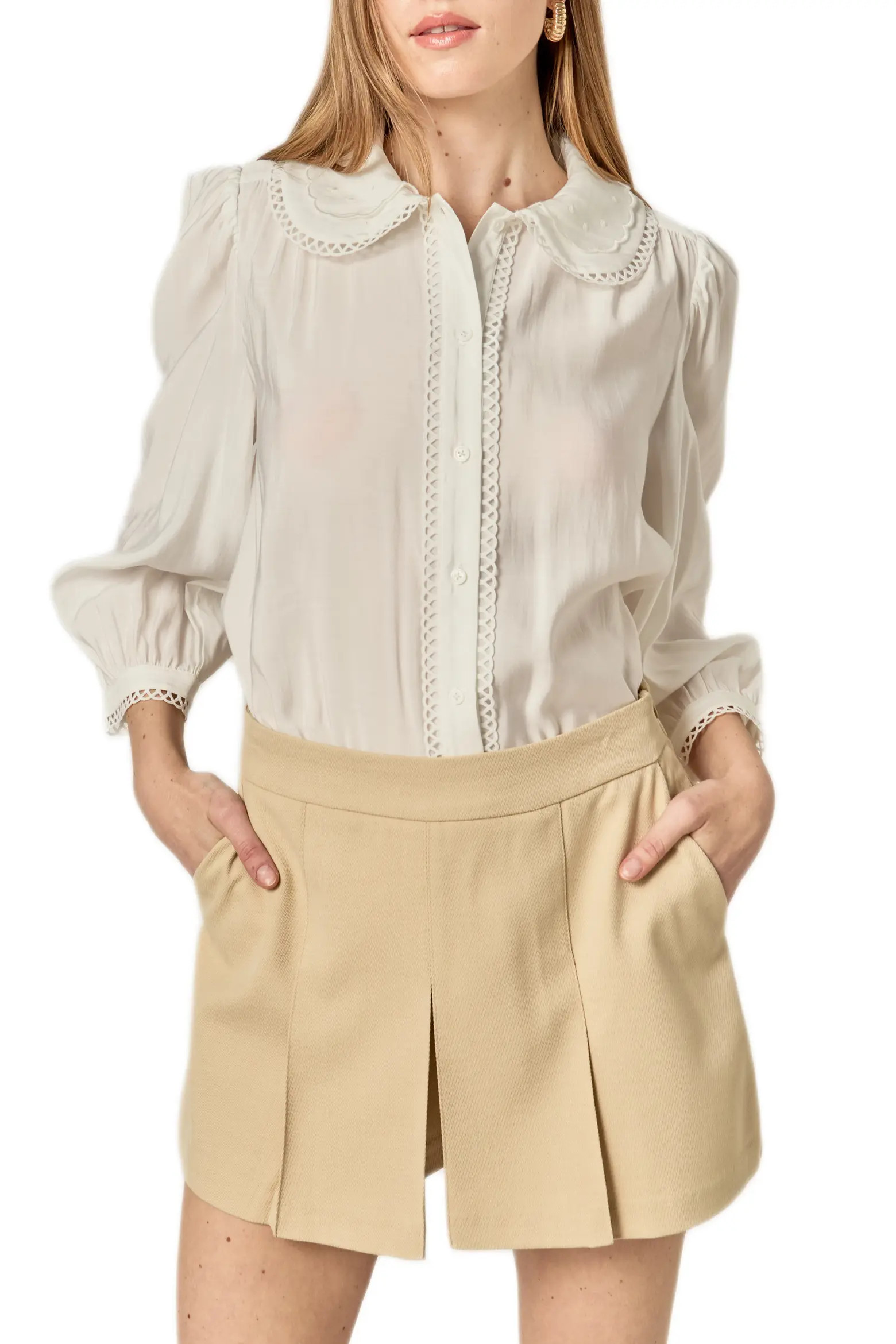 Scallop Detail Button-Up Shirt (Women) | Nordstrom | Nordstrom