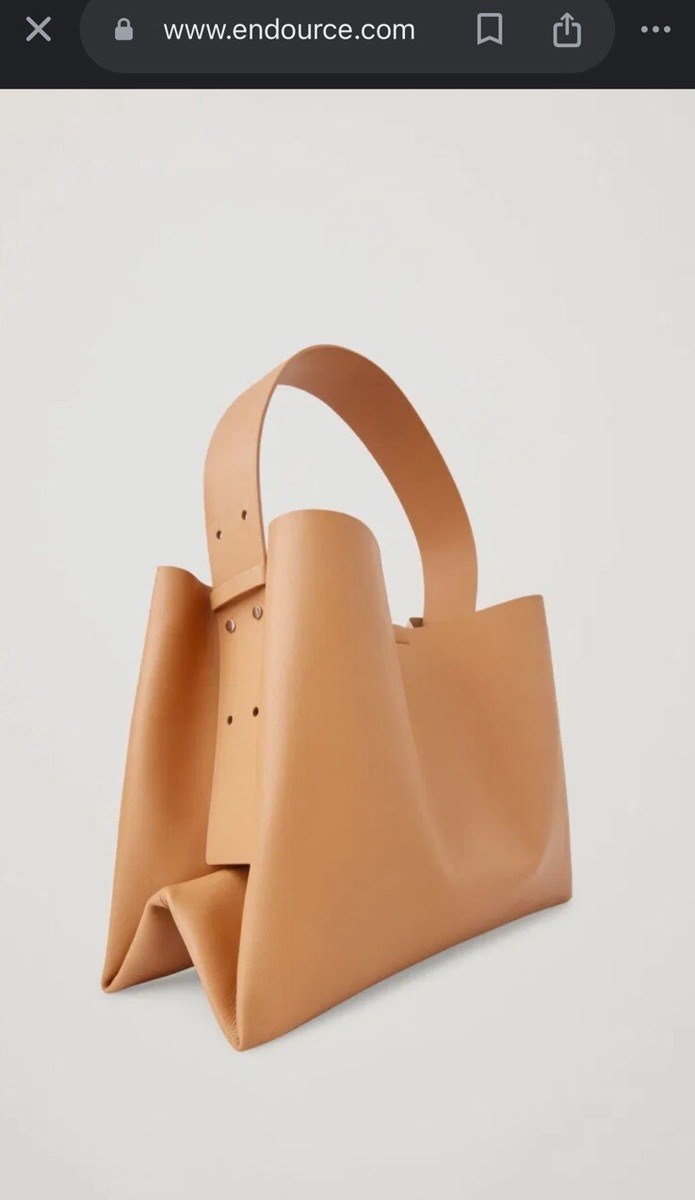 COS Folded Leather Tote Bag Oversized Shoulder Bag Beige  | eBay | eBay UK