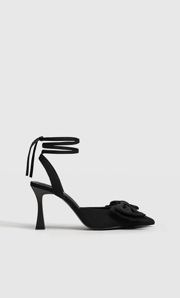 Lace-up high-heel slingbacks with bow - Women's fashion | Stradivarius United Kingdom | Stradivarius (UK)