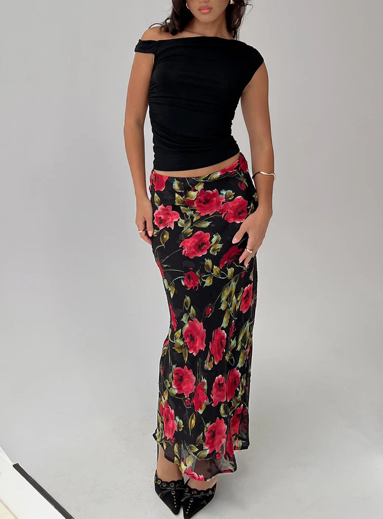 Emaretta Maxi Skirt Multi Floral | Princess Polly US