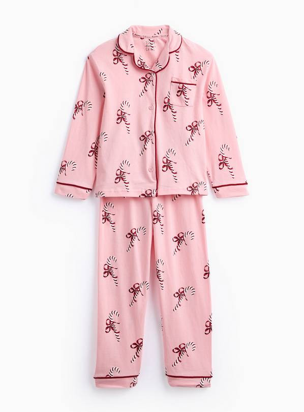 Mini Me Kids' Christmas Pink Candy Canes Printed Traditional Pyjamas 10-11 years | Tu Clothing