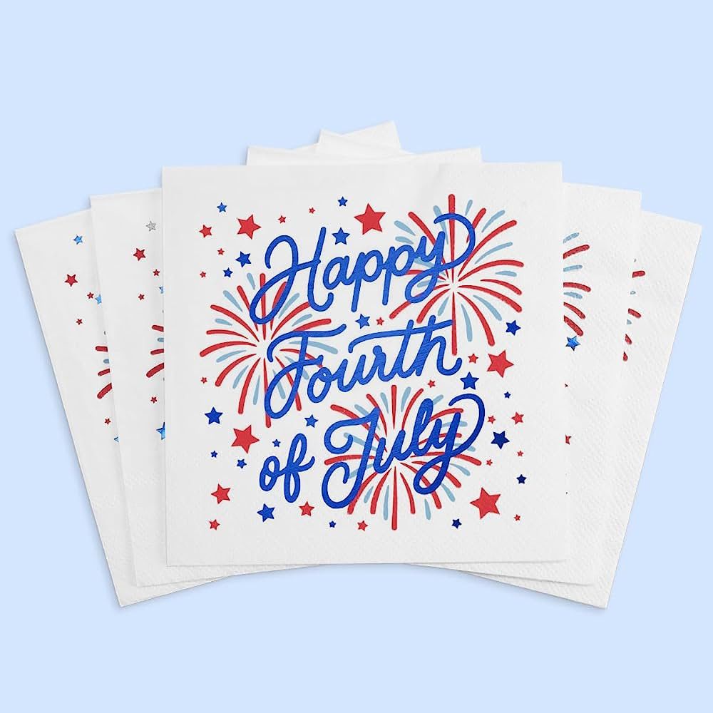 xo, Fetti Fourth of July Napkins - 3-ply, 25 pcs | USA Party Favors, American Flag Party Supplies... | Amazon (US)