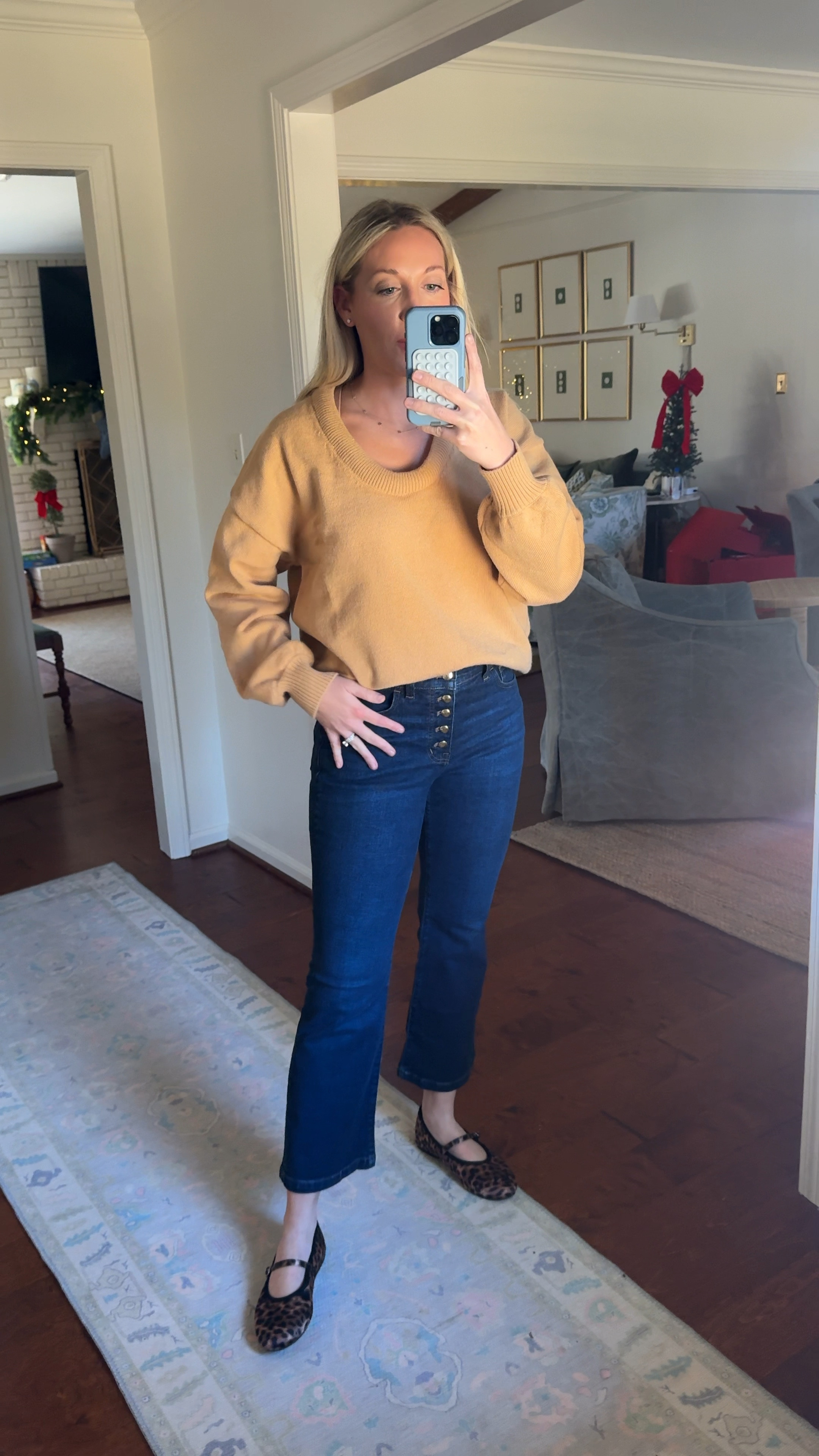 Madewell jeans are 66% off! Making them just $50 right now. They run pretty true maybe small. I’m in size 27! Amazon sweater linked — I’m in the khaki but I wish I’d gotten the APRICOT color. My Amazon leopard ballet flats run true to size and are 30% off right now. Also come in silver! 

#LTKWatchNow #LTKFindsUnder100 #LTKFindsUnder50