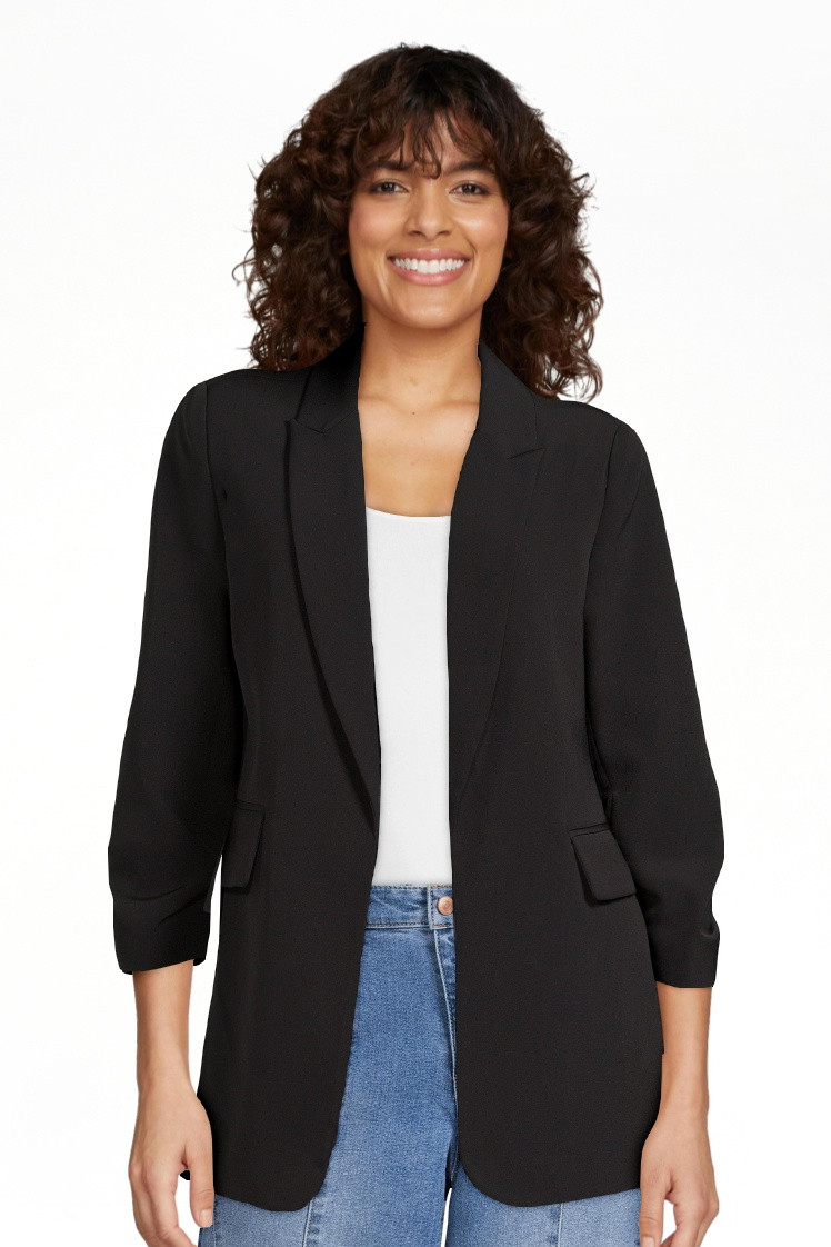 Scoop Women's Scrunch Sleeve Crepe Blazer with Buttons, Sizes XS-XXL | Walmart (US)