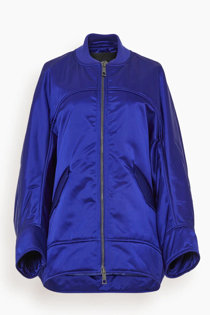 Cato Oversized Padded Bomber Jacket in Ultra Violet | Hampden Clothing