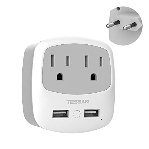 European Travel Plug Adapter Converter, TESSAN International Power Plug Converter with 2 USB, Type C Outlet Adaptor Charger for US to Most of Europe EU Iceland Spain Italy France Germany | Amazon (US)