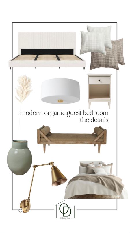 Modern organic guest bedroom design board with items from Target (excluding the art, it’s from Etsy)

Channel tufted white bed, taupe waffle blanket, white waffle coverlet, green vase, white pampas leaves, rustic chaise lounge, brown settee, brass swing arm sconce, white nightstand with 1 drawer, wabi sabi textured art, white drum ceiling light

#LTKFind #LTKhome #LTKstyletip