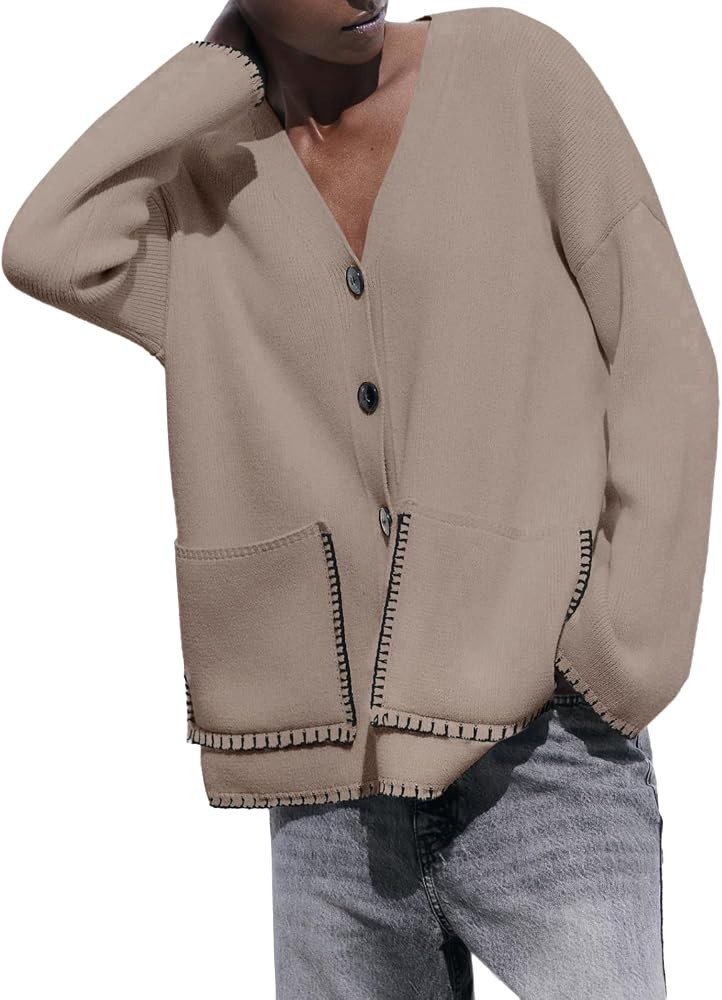 Saodimallsu Womens Button Up Cardigan Sweaters 2024 Fall Trendy Knit Open Front Casual Loose Swea... | Amazon (US)