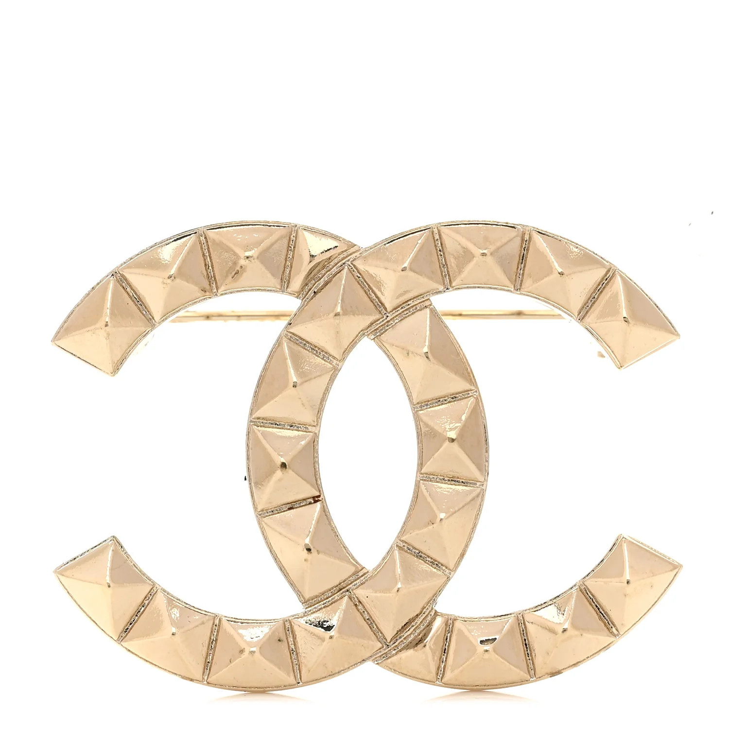 Studded CC Pin Brooch Gold | FASHIONPHILE (US)
