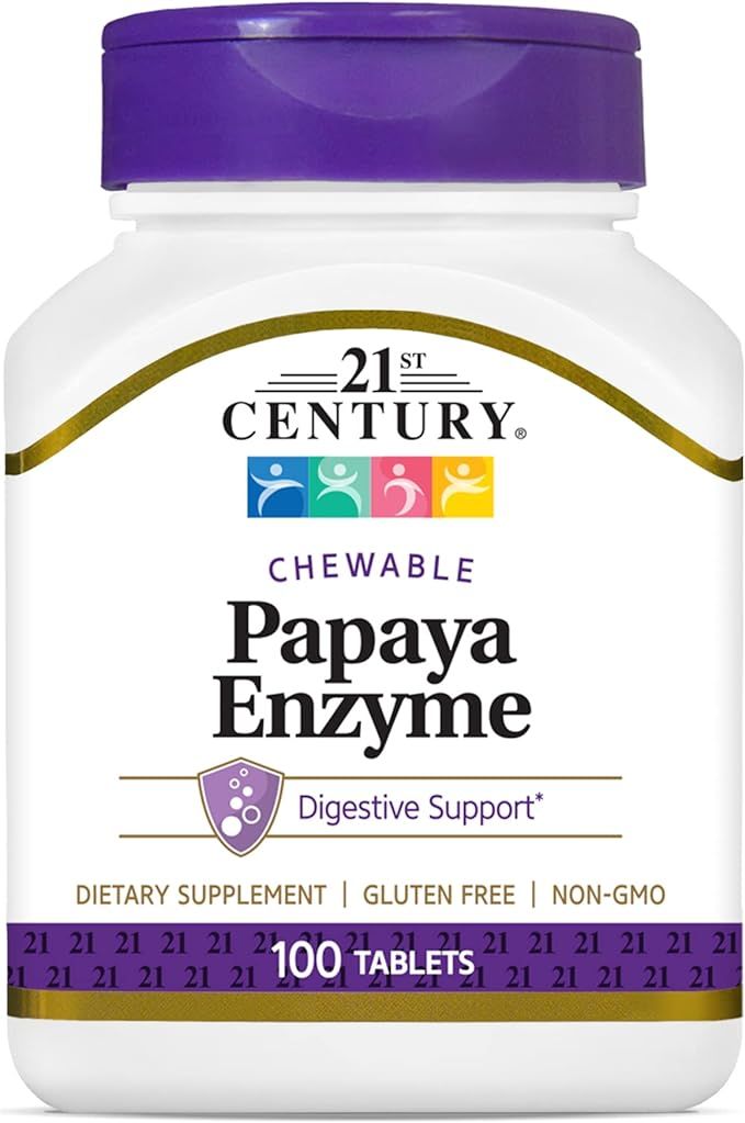 21st Century Papaya Enzyme Chewable Tablets, Tropical, 100 Count | Amazon (US)