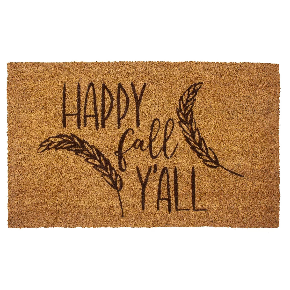 1'4" x 2'4" Happy Fall Y'all Indoor/Outdoor Coir Doormat Black/Brown - Entryways | Target
