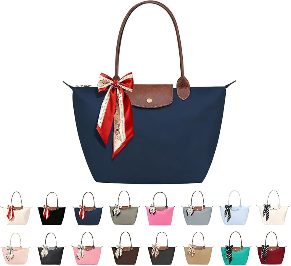 Nylon Shoulder Bags for Women,Lightweight Tote Handbag,Large Hobo Purses with Zipper Compartments... | Amazon (US)