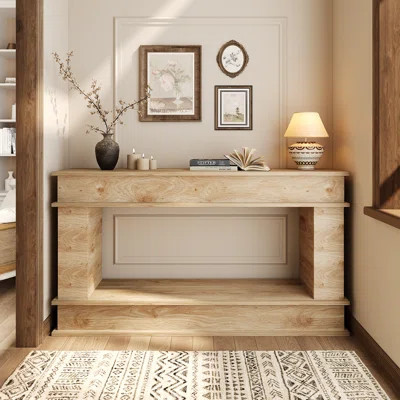 63" Narrow Farmhouse Console Table With Open Storage Shelves, Long Sofa Table For Entryway, Hallway, Or Behind The Couch | Wayfair North America