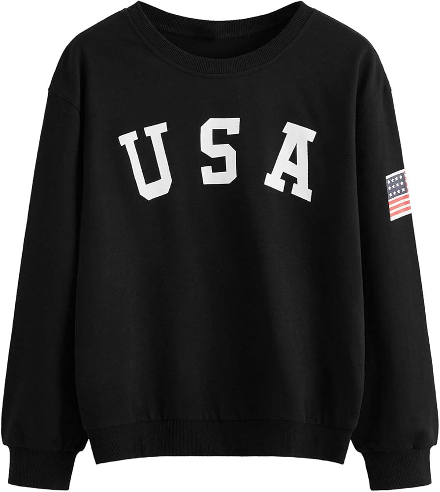 SweatyRocks Womens Casual Long Sleeve Pullover Sweatshirt Alien Patch Shirt Tops | Amazon (US)