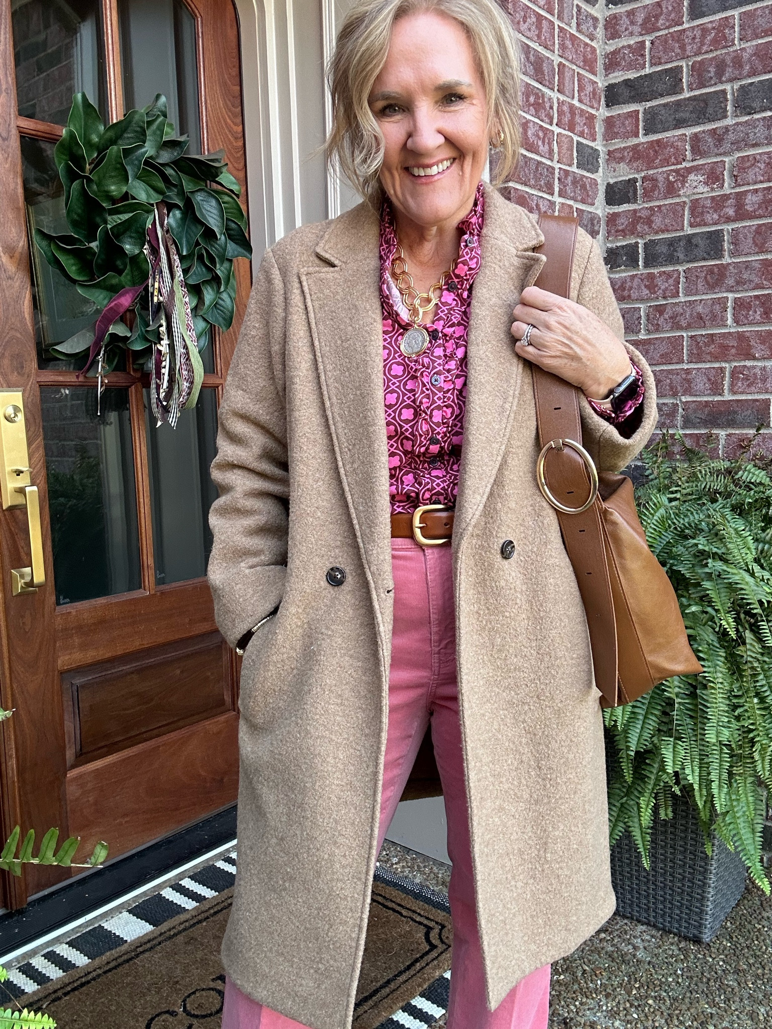 Pink and camel!!!
Top size 10
Cords size 6 (yes size down, they’re stretchy and run big)
Coat size 12 id had it a few years. I’d prob buy a 10 this year? But the 12 works. It’s a beautiful boiled wool coat. 
Boots size up 1/2 for that pointed toe 
20% off my bracelet stack code NANETTE20

Fall outfit JCREW coat Talbots pants Boden blouse 

#LTKMidsize #LTKSeasonal #LTKOver40