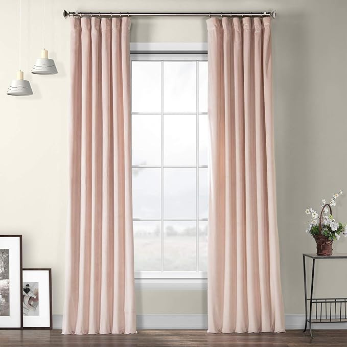 VPYC-161207-120 Heritage Plush Velvet Curtain, 50 x 120, Ballet Pink | Amazon (US)