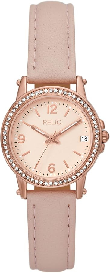Relic by Fossil Women's Matilda Three-Hand Date Rose Gold Alloy Metal and Blush Pink Leather Band... | Amazon (CA)