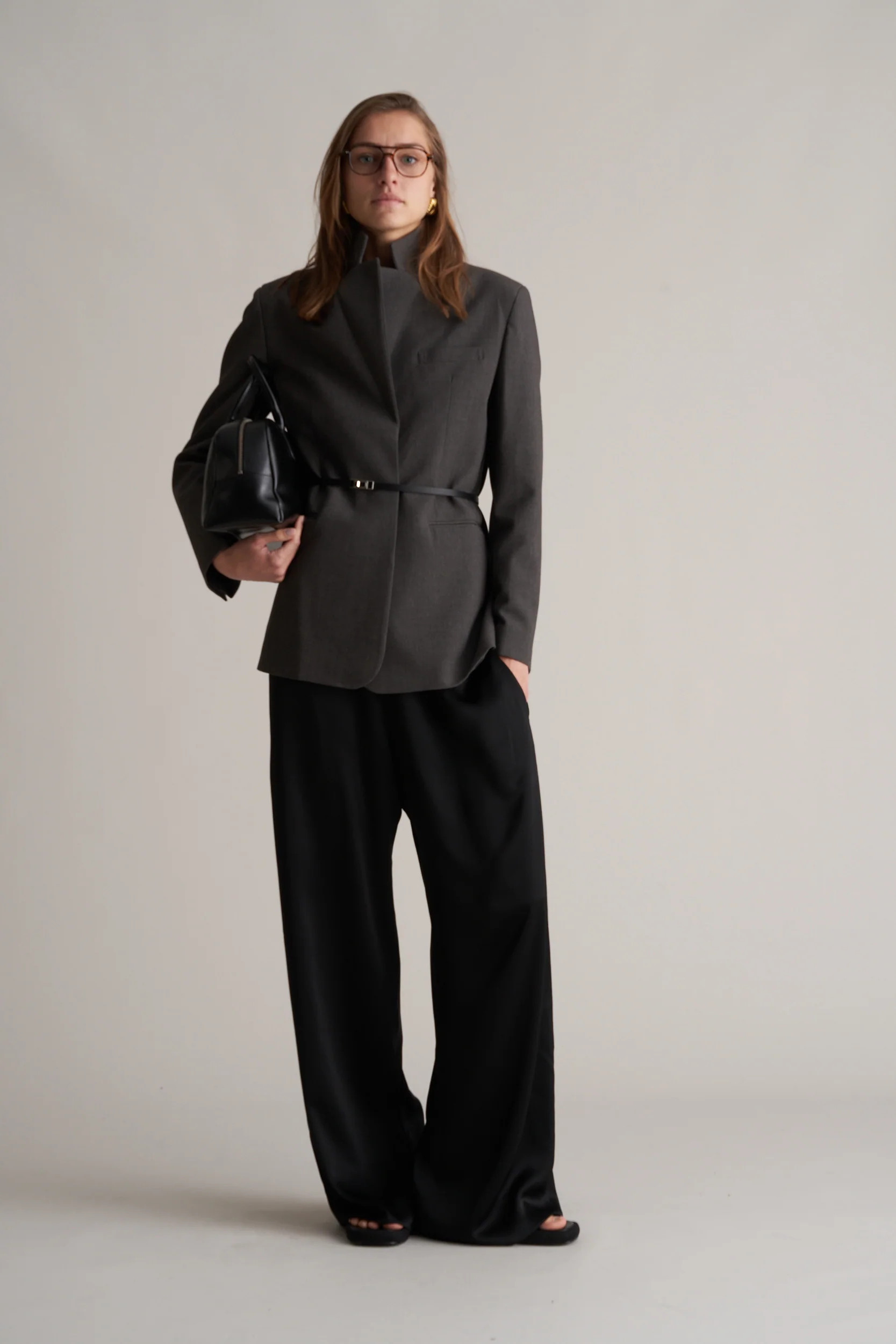 Kos Wool Blend Blazer Graphite | Marcela London