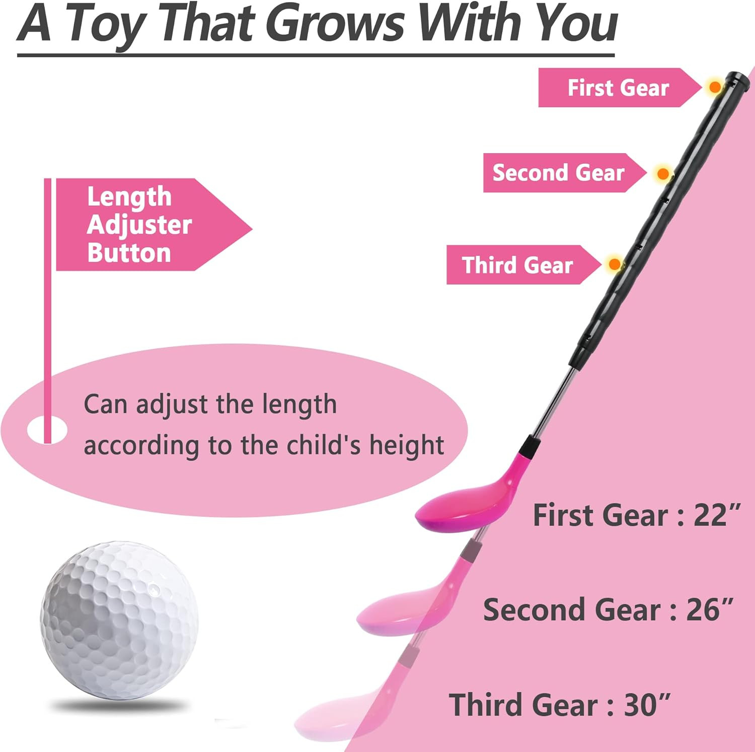 iPlay, iLearn Girls Pink Golf Toys Set W/Left & Right Club Head, Kids Outdoor Sport Toy Age 3-5, ... | Amazon (US)