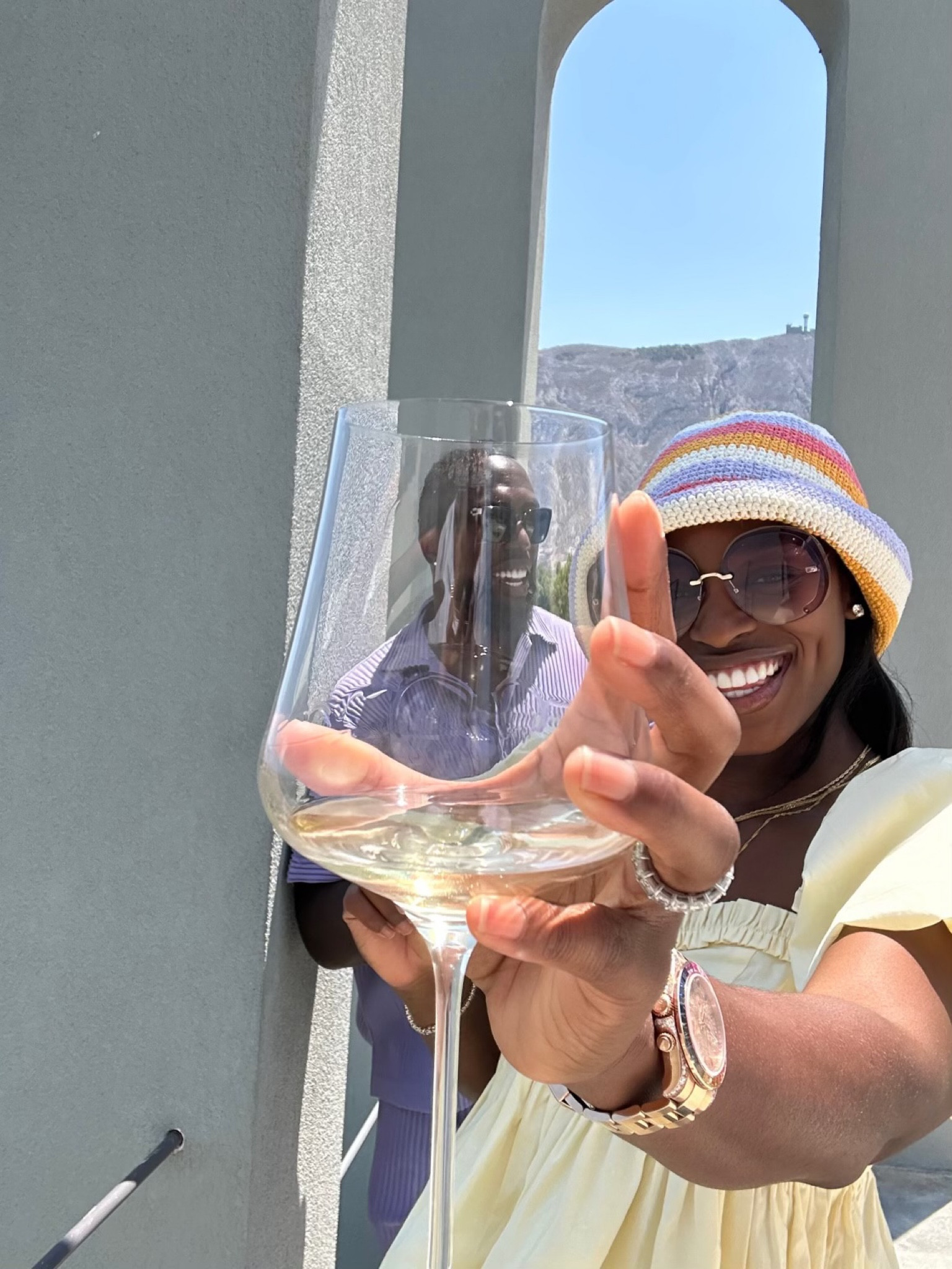 Just a little Greek wine! 

Free people round sunglasses
Free People mini dress
Lack of Color stripe bucket hat 

Linked similar jewelry 

#LTKtravel #LTKunder100 #LTKstyletip