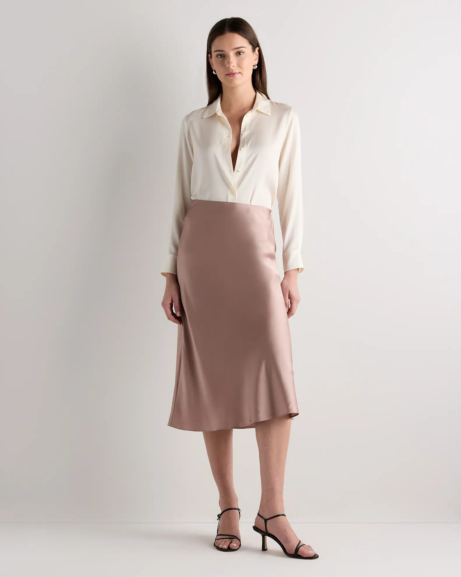 100% Washable Silk Skirt in Vintage Pink | Quince