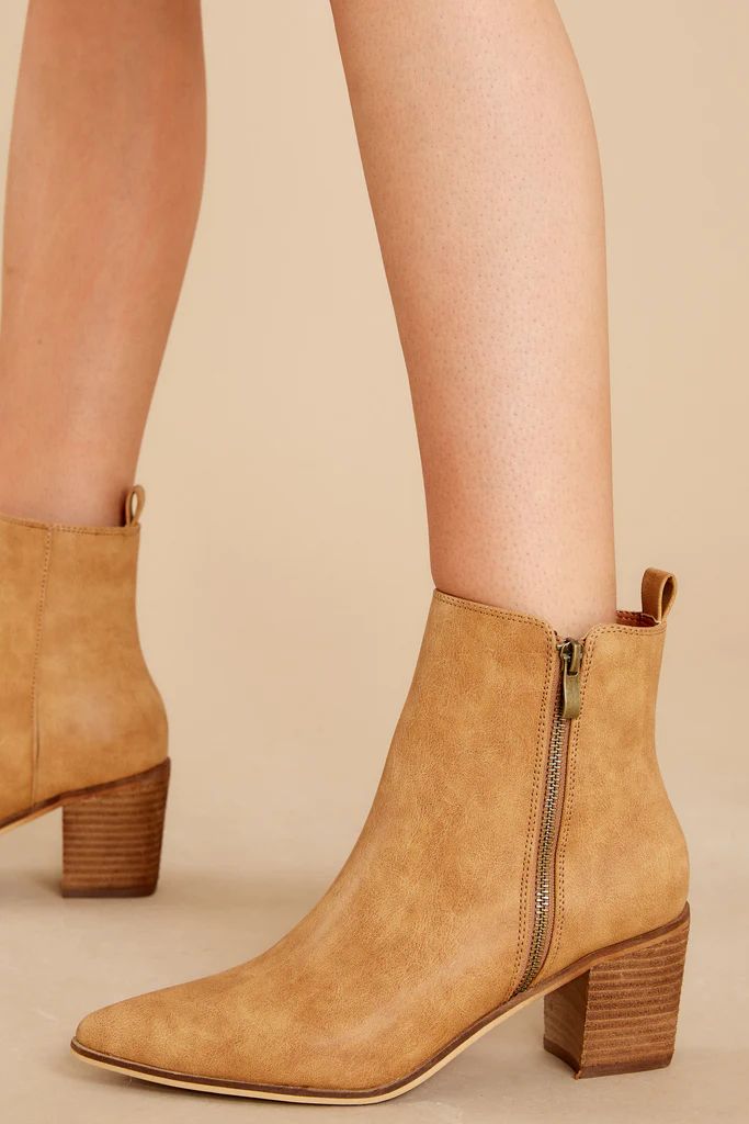 Wearable Art Camel Ankle Booties | Red Dress 