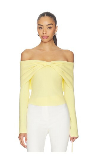 MAJORELLE Emma Off The Shoulder Sweater in Yellow. - size L | Revolve Clothing (Global)
