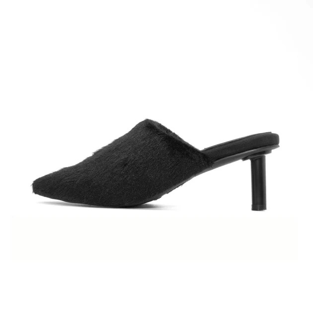 ROAM LONG LUXE CLOUD HEEL BLACK FAUX FUR | ROAM