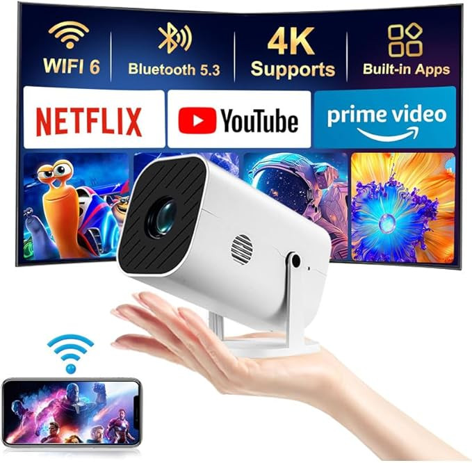 【Built-in APPS & Electric Focusing & 210° Rotation】Mini Projector With Wifi And Bluetooth, 1... | Amazon (US)