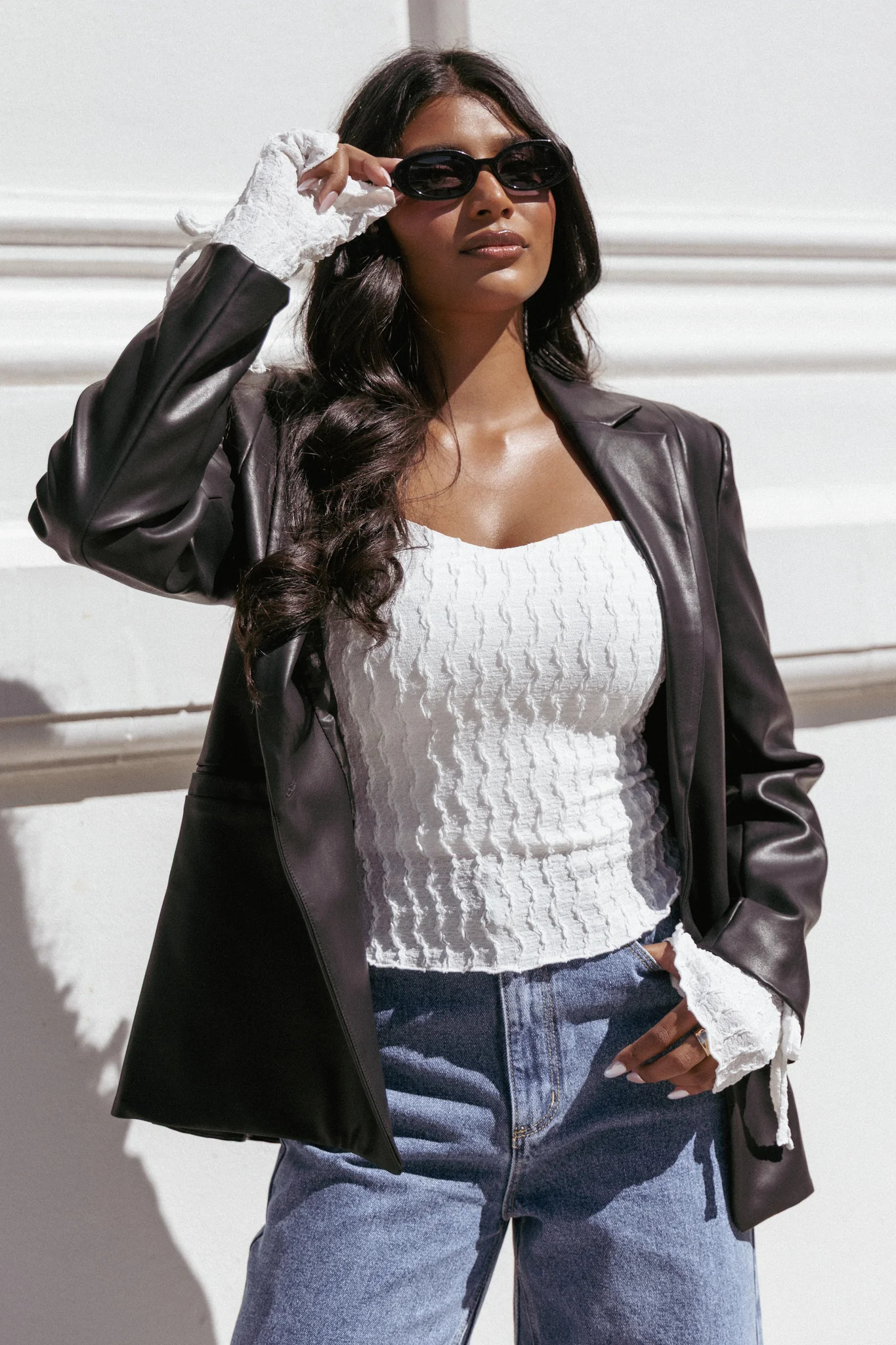 Jamie Faux Leather Blazer - Black | Petal & Pup (US)