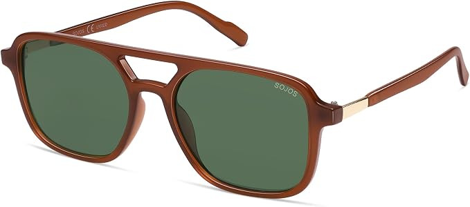 SOJOS Retro Aviator Sunglasses for Women Men,Trendy Rectangle Womens Mens Shades Sun Glasses SJ22... | Amazon (US)