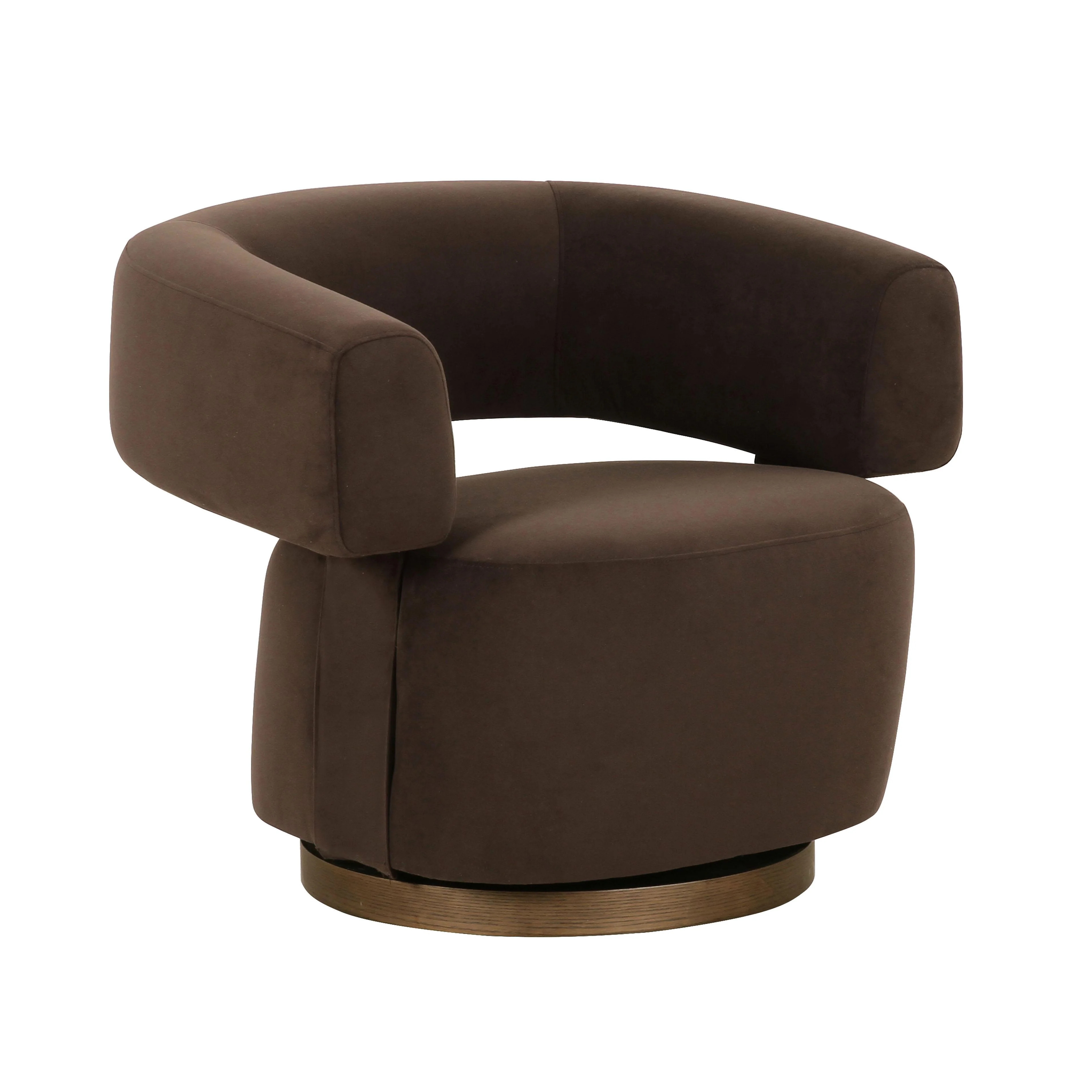River Chocolate Brown Performance Velvet Swivel Accent Chair | TOV Furniture