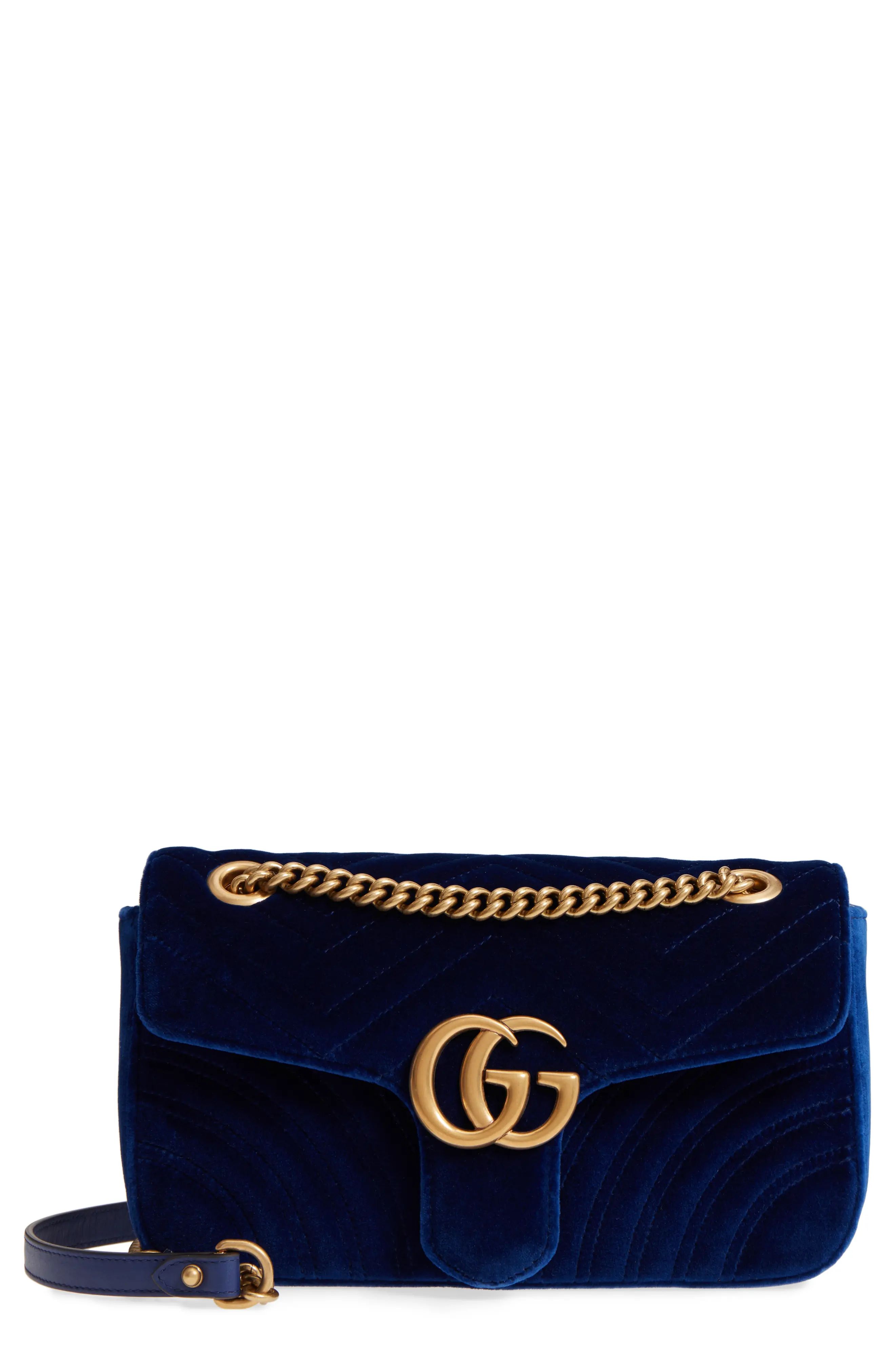 Gucci Medium GG Marmont 2.0 Matelassé Velvet Shoulder Bag | Nordstrom