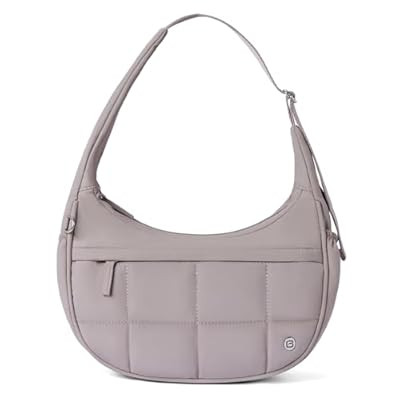 POIUGOYA Nylon Shoulder Bag For Women,Small Quilted Crescent Bag,Triple Zip Pocket Small Puffer B... | Amazon (US)