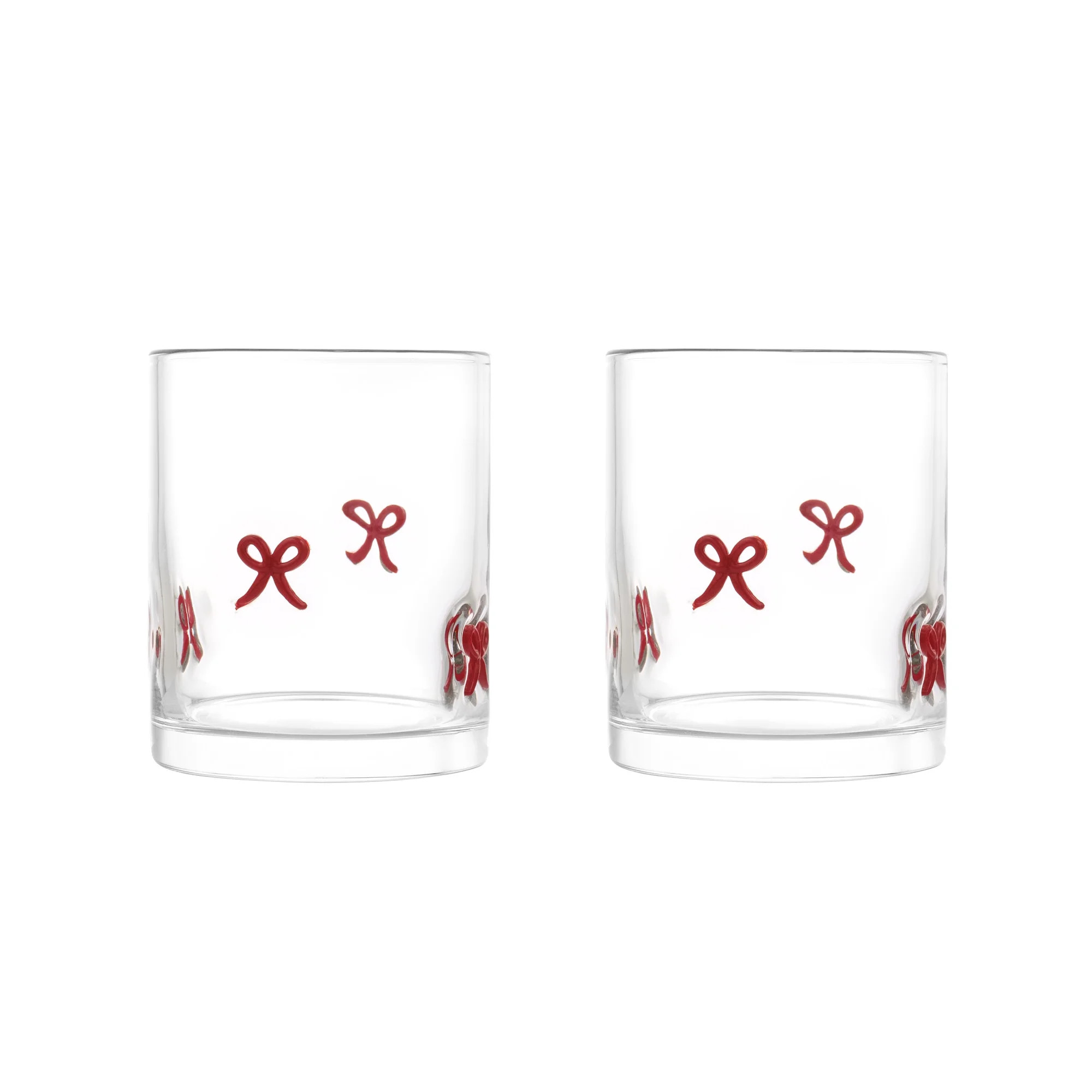 Thyme & Table 12 fl oz Valentine's Day Red Bows Charm Drinking Glasses, Set of 2 | Walmart (US)