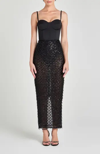 Valentina Mixed Media Beaded Bustier Gown | Nordstrom