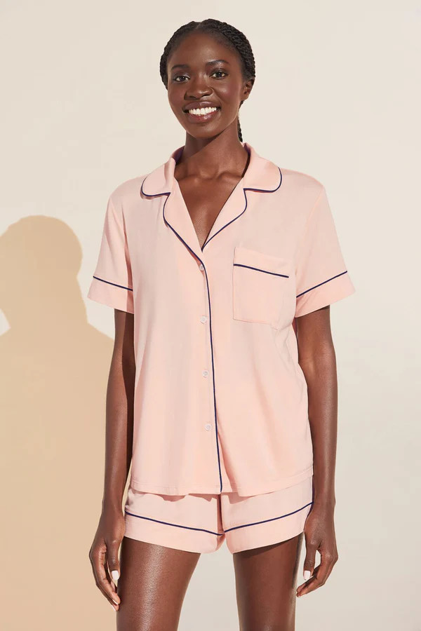 Gisele TENCEL™ Modal Relaxed Short PJ Set - Rose Cloud/Navy | Eberjey