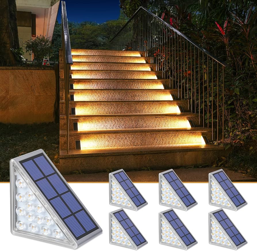 NIORSUN Solar Step Lights, 6 Pack Outdoor Stair Lights Warm White Triangle Solar Deck Lights IP67... | Amazon (US)