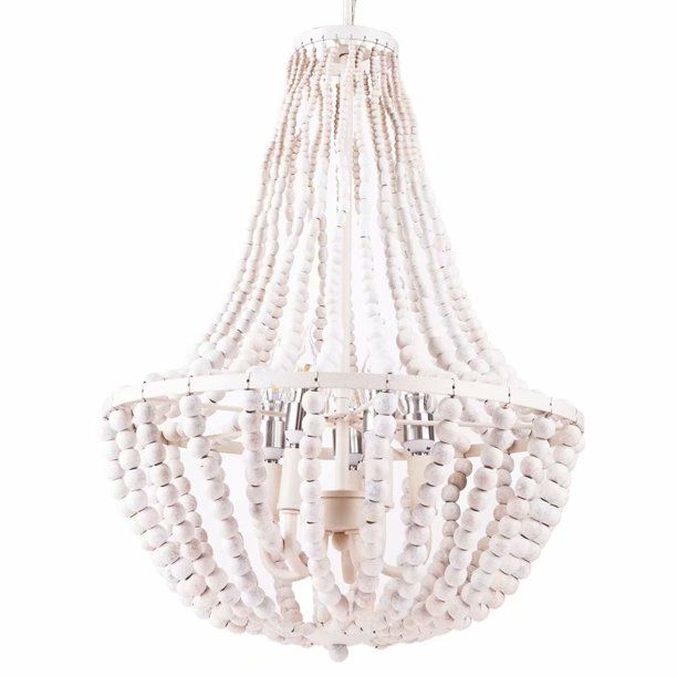 Morden Fort White Beaded Chandelier Five Lights for Living Bed Dining Room - Walmart.com | Walmart (US)