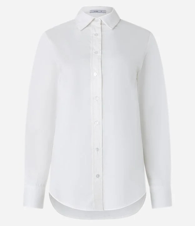 Camisa em Tricoline com Abotoamento e Punho Largo Branco Neve | Renner (BR)