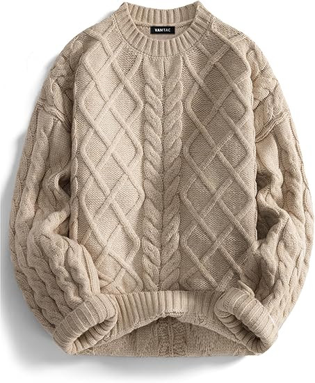 Vamtac Vintage Sweaters Crewneck Cable Knit Sweater Soft Warm Pullover Oversized Chunky Jumper Fa... | Amazon (US)
