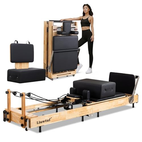 Pilates Reformer Machine for Home, Portable Folding Design with Durable Oak Frame, 5-Level Resistance, Includes Elastic Cords & Accessories – Ideal for Beginners and Advanced Users (Wood | Amazon (US)